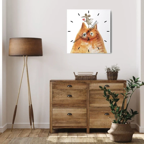 Wall clock - Clock on glass - Love Paradoxes - 40x40 cm