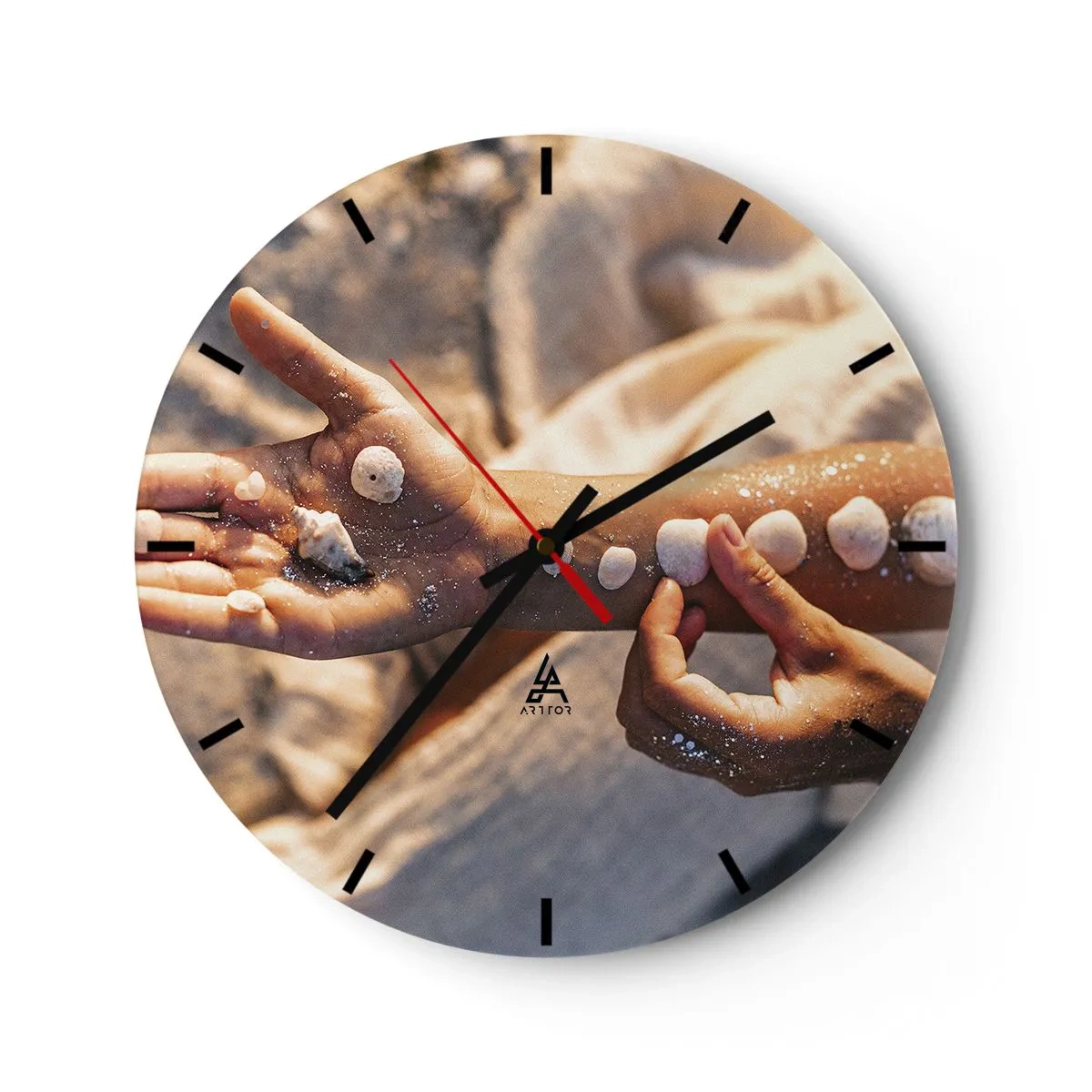 Wall clock - Clock on glass - Beauty at Hand - 40x40 cm