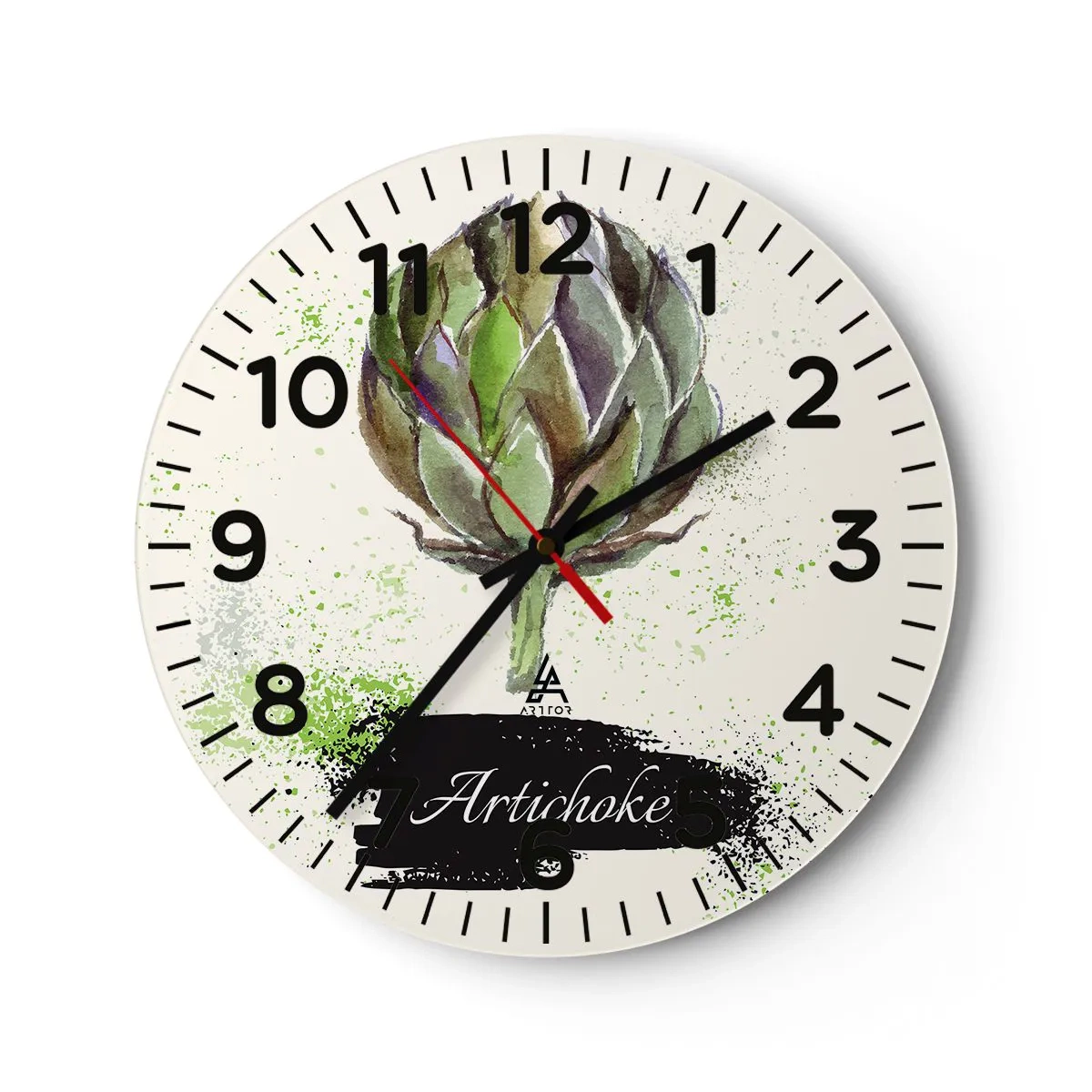 Wall clock - Clock on glass - Eviva Vegetables! - 30x30 cm