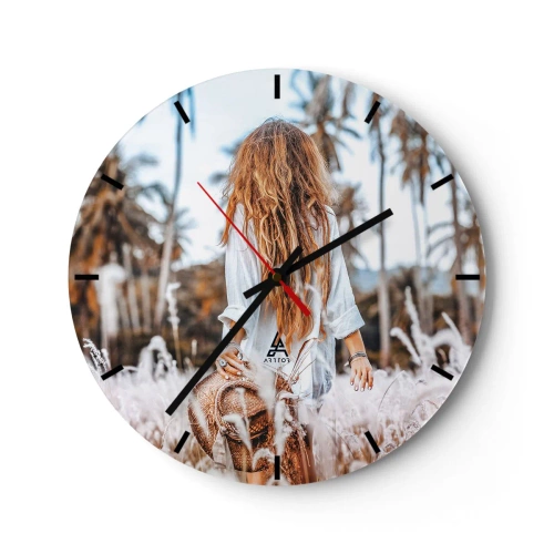 Wall clock - Clock on glass - Born from Grass Fluff - 40x40 cm