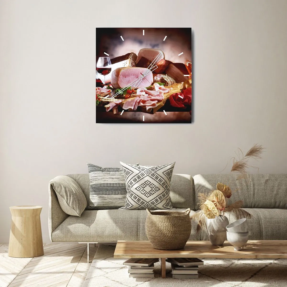 Wall clock - Clock on glass - Culinary Dream with a Decanter - 40x40 cm