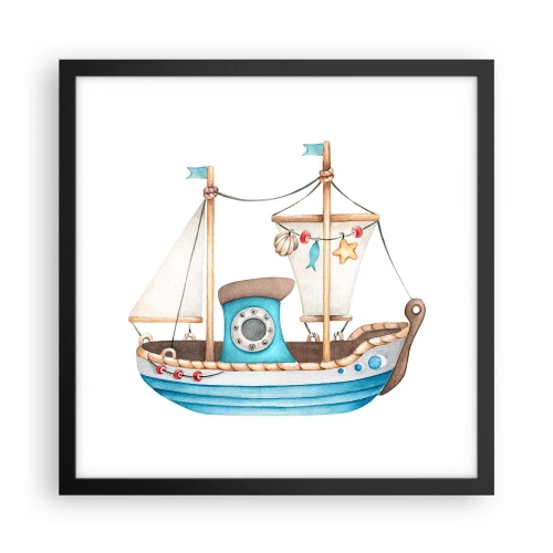 Poster in black frame - Ahoy, Adventure! - 40x40 cm