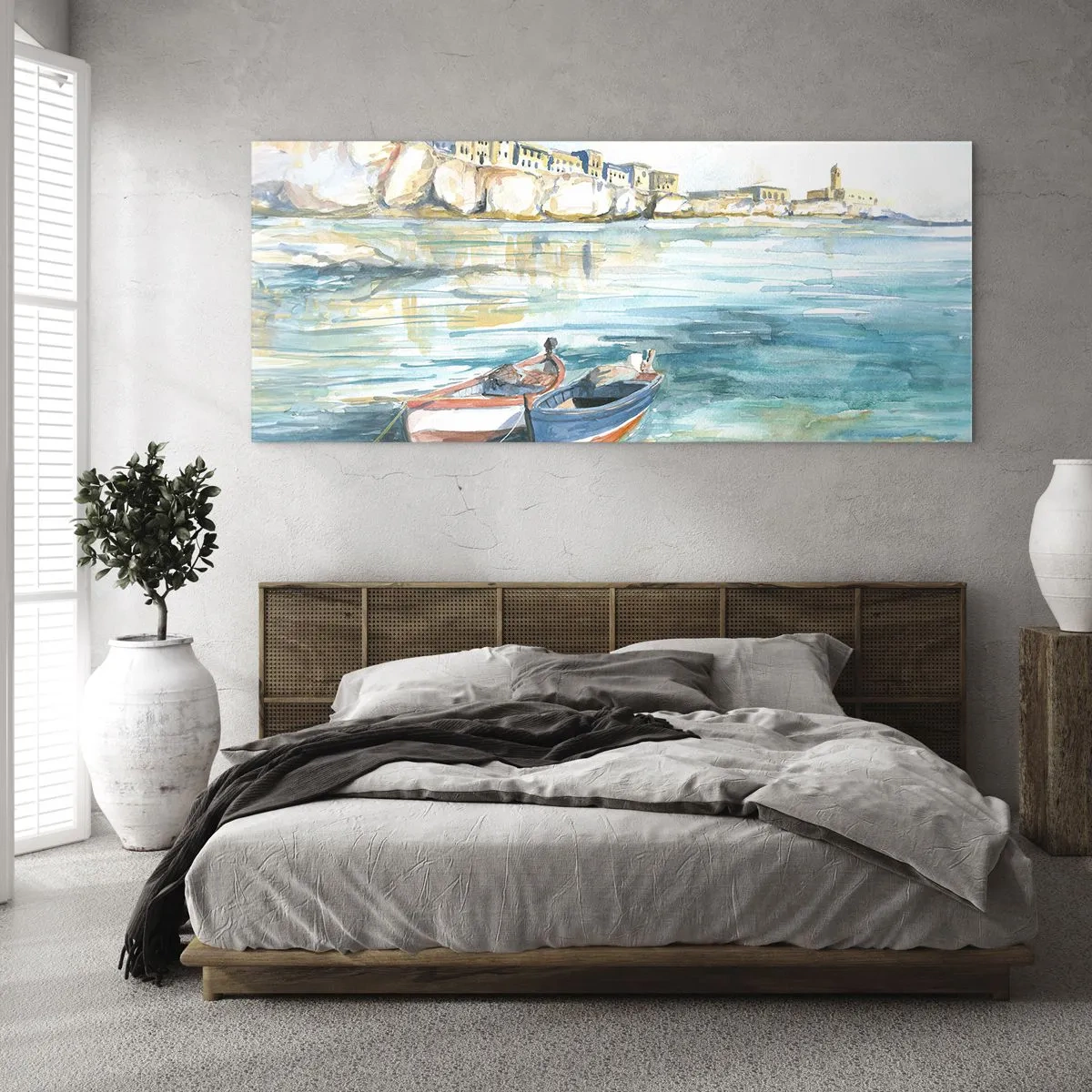 Glass picture - Landscape in Azure - 120x50 cm