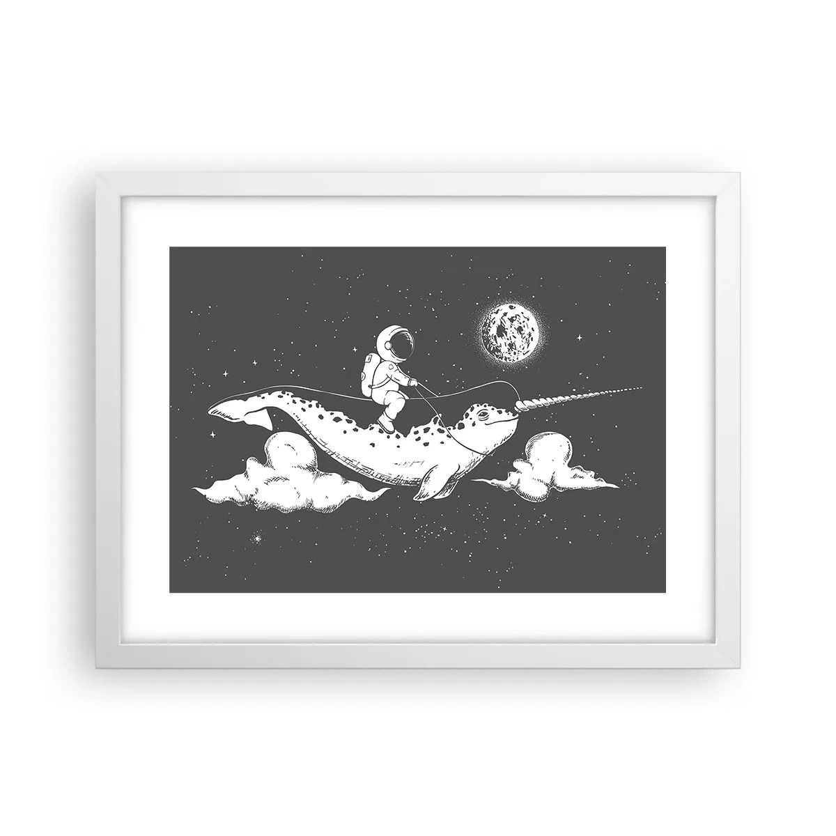 Poster in white frmae - Space Rider - 40x30 cm