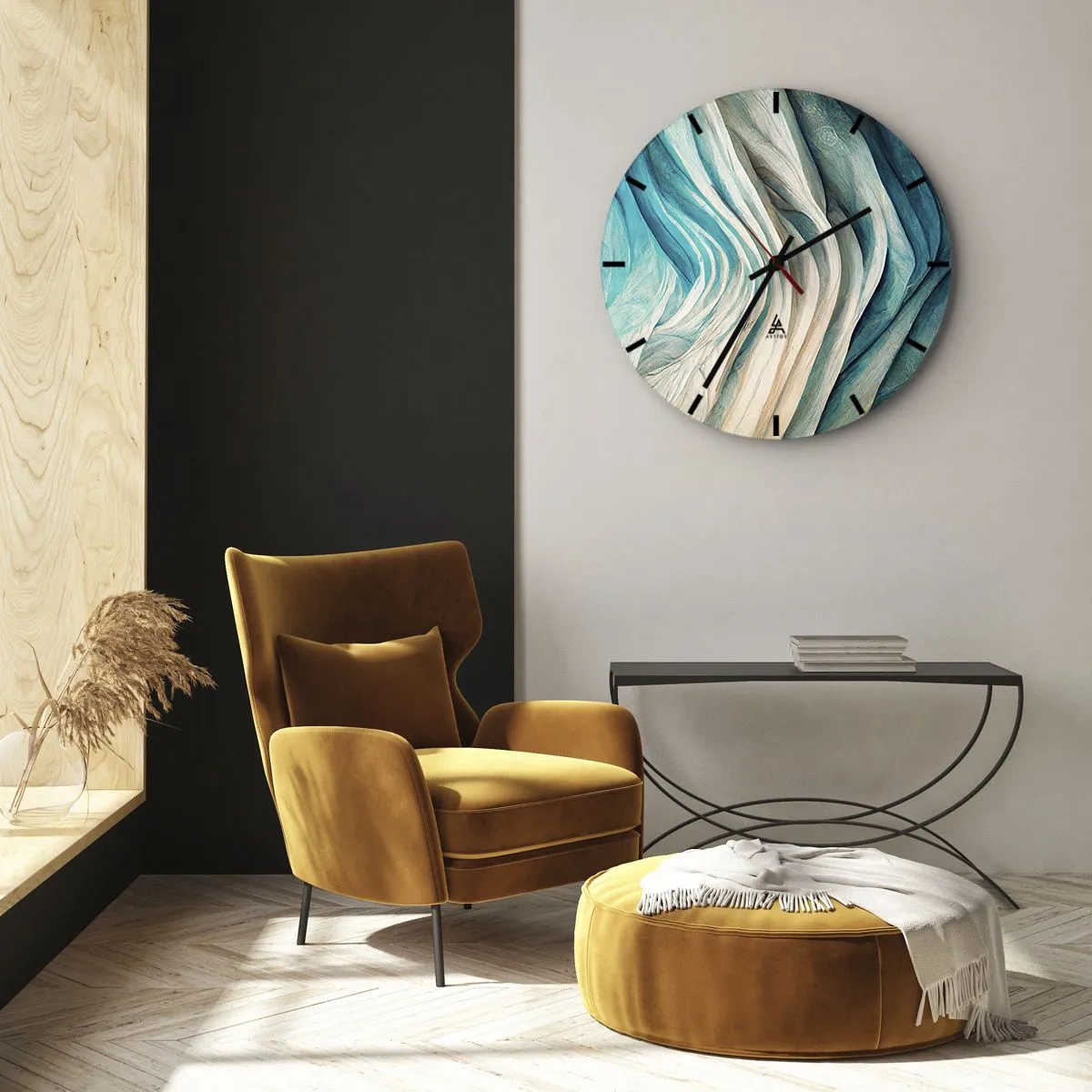 Wall clock - Clock on glass - Blue Insatiability - 30x30 cm