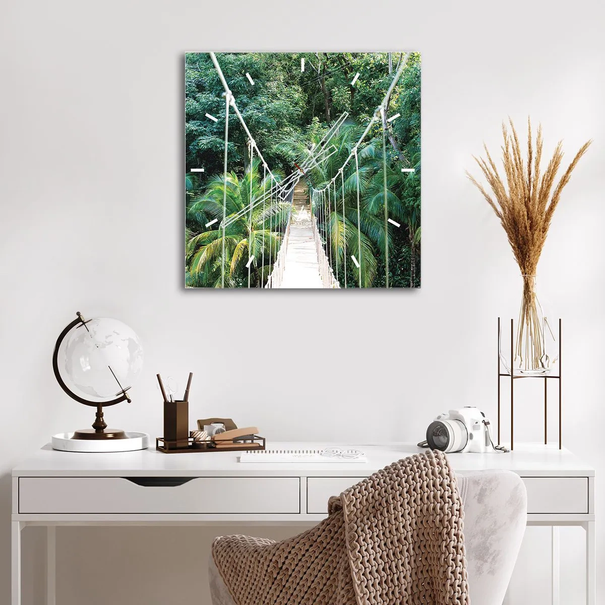 Wall clock - Clock on glass - Welcome to the Jungle! - 40x40 cm