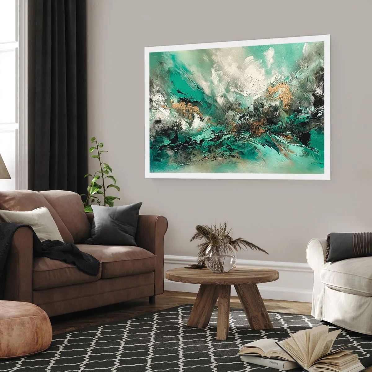 Poster - Emerald and Black Lump - 40x30 cm