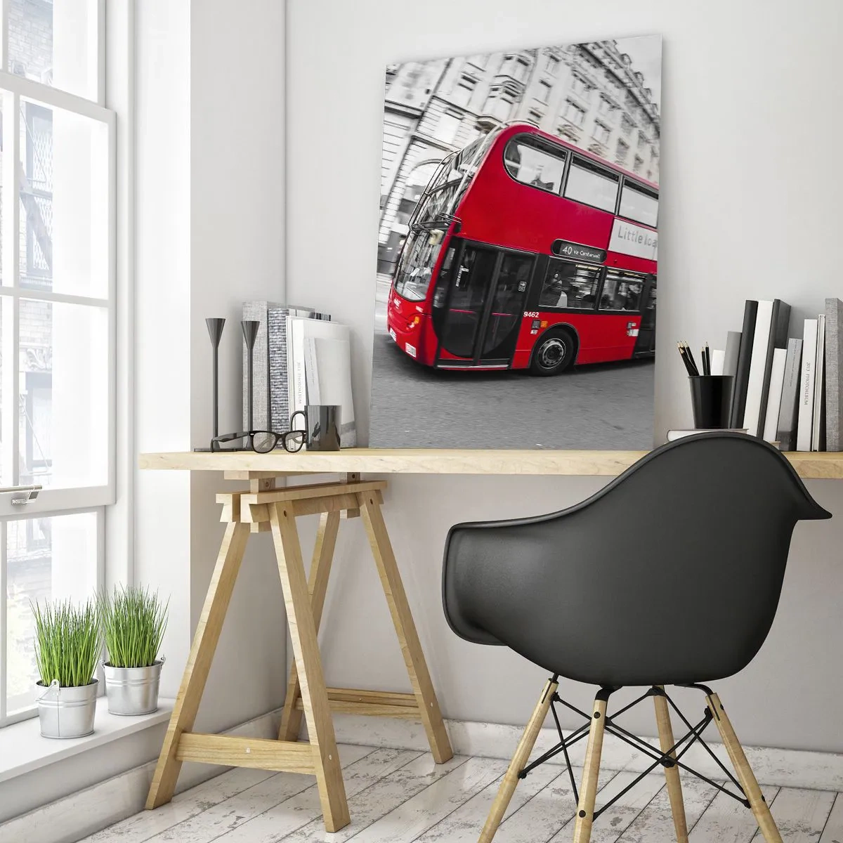 Glass picture - Traditional London -By Bus - 50x70 cm