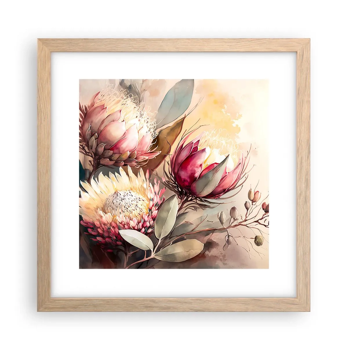Poster in light oak frame - Profile and En Face - 30x30 cm