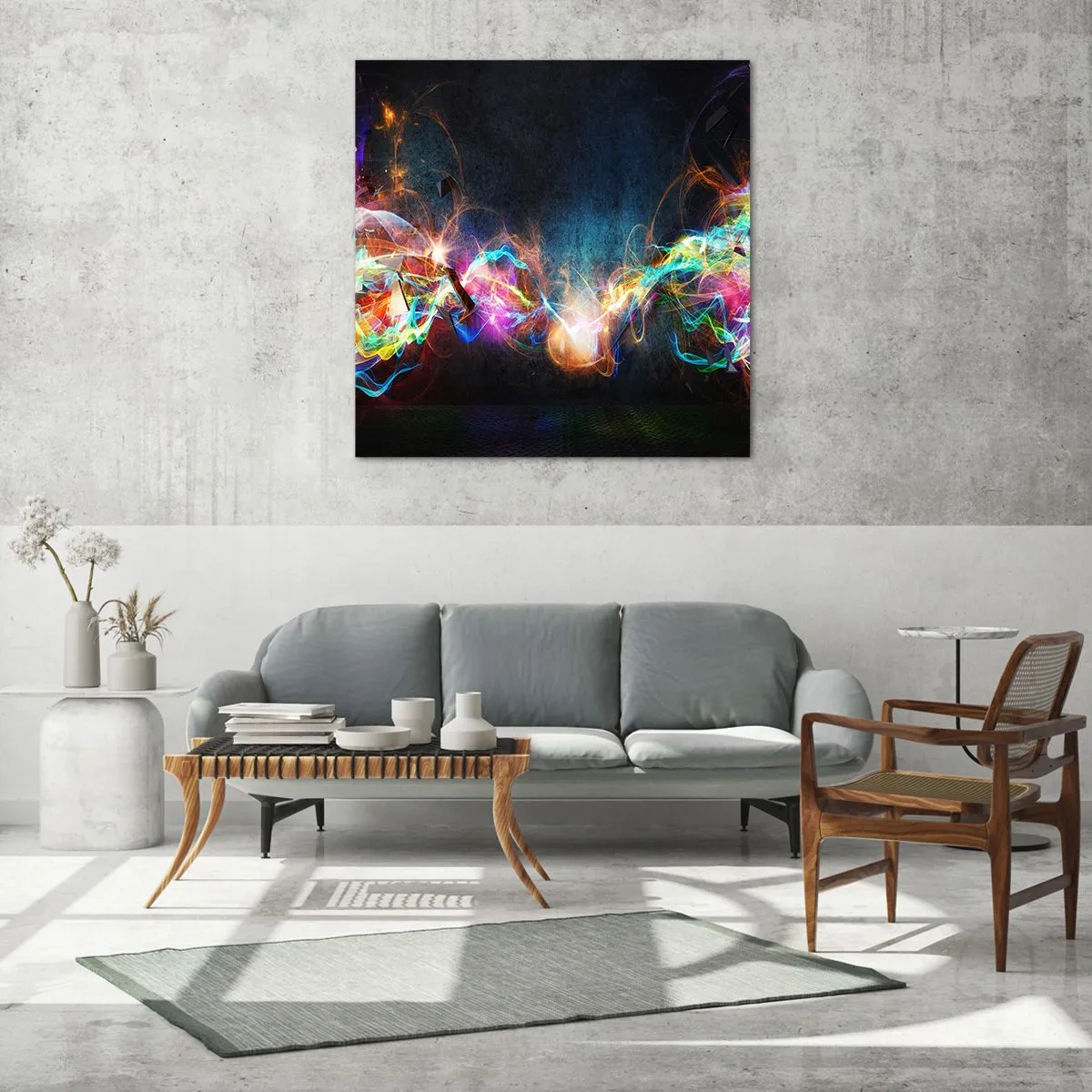 Glass picture - Joyfully against Darkness - 70x70 cm
