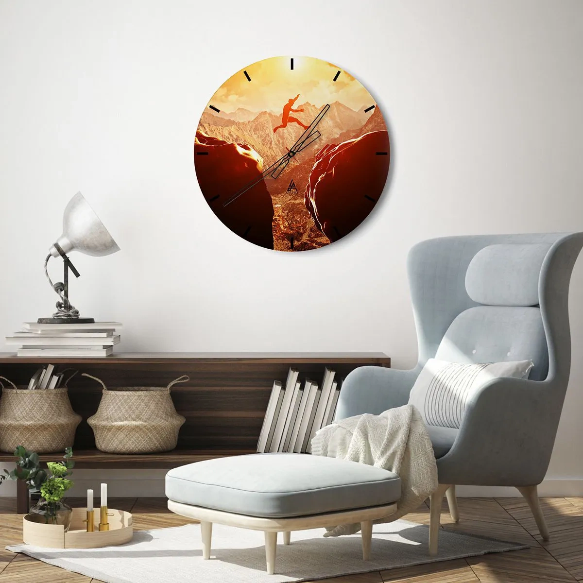 Wall clock - Clock on glass - Crossing Borders - 30x30 cm