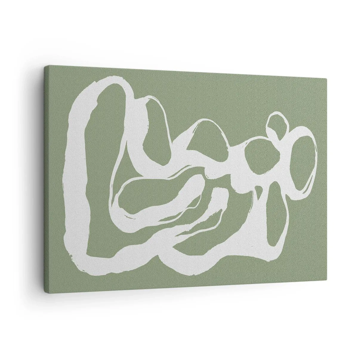 Canvas picture - Organic shapes in white on a green background - 70x50cm - The Call of Space - Modern wall decoration for the living room and bedroom ARTTOR