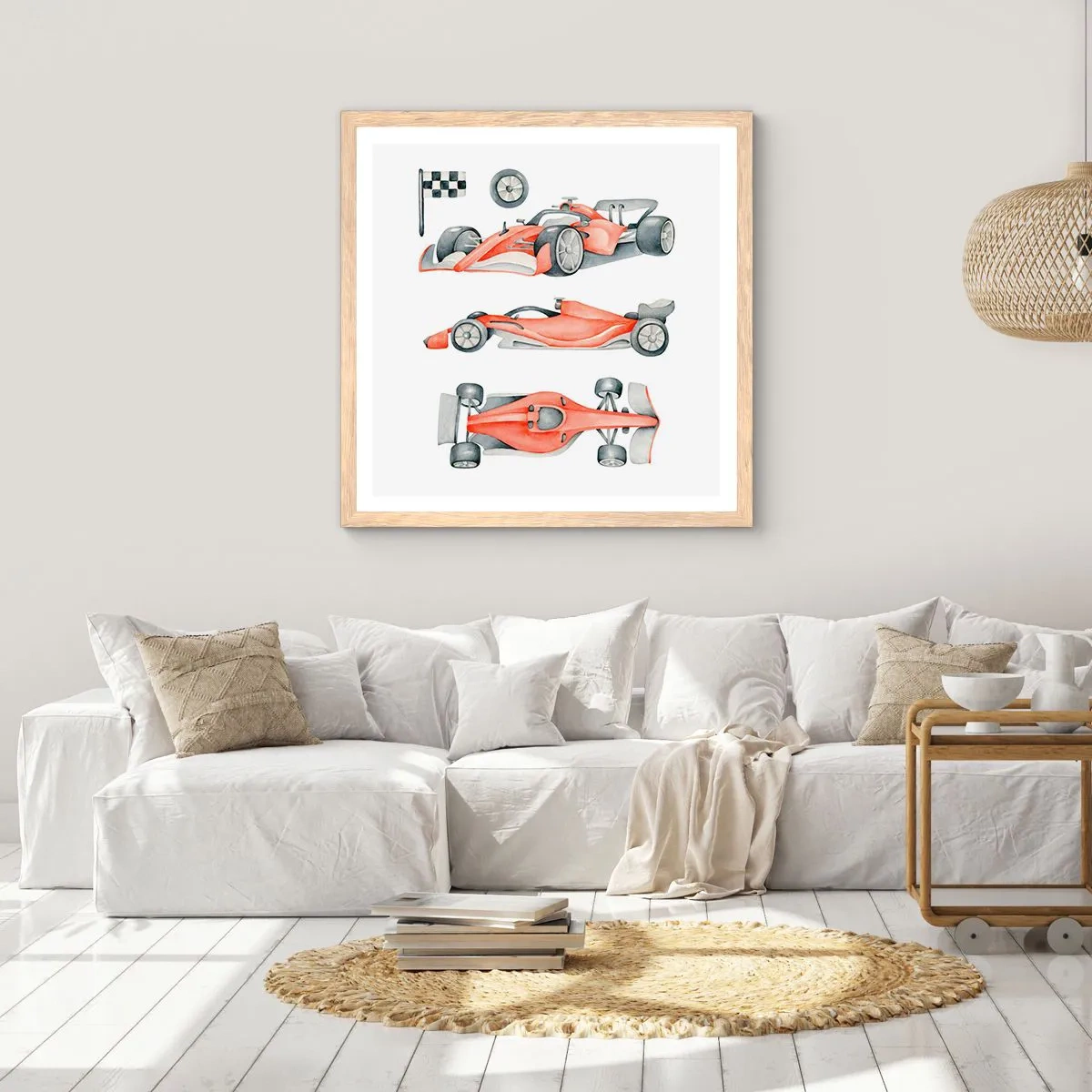 Poster in light oak frame - Race for the Dreams - 60x60 cm