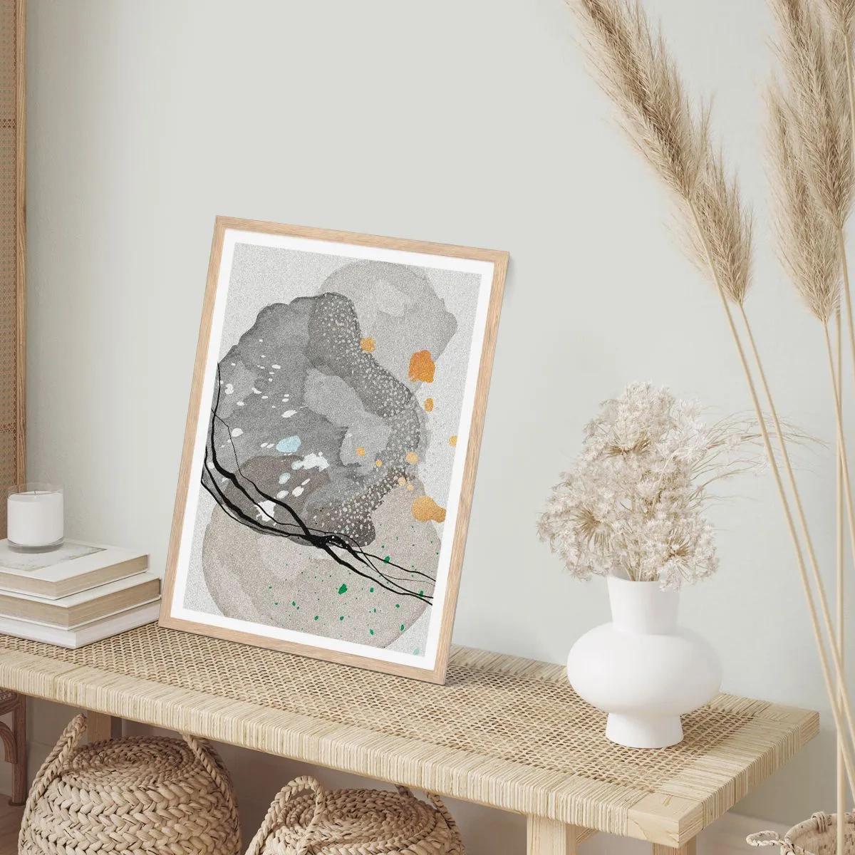 Poster in light oak frame - Organic Composition  - 70x100 cm