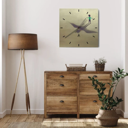Wall clock - Clock on glass - Hero of the Future - 30x30 cm