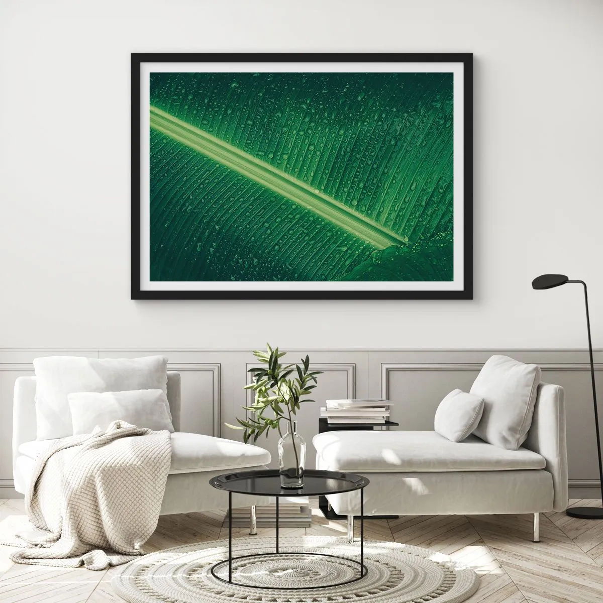 Poster in black frame - Structure of Green - 70x50 cm