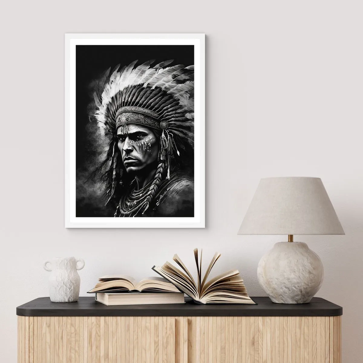 Poster in white frmae - Chief and Warrior - 30x40 cm