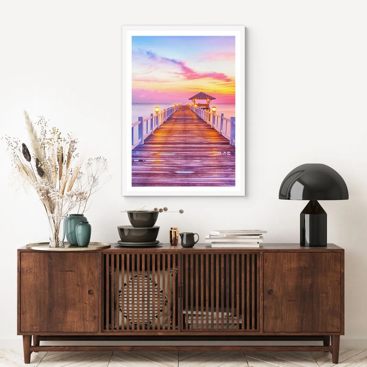 Poster in white frmae - Lilac and Gold Silence of an Evening - 50x70 cm