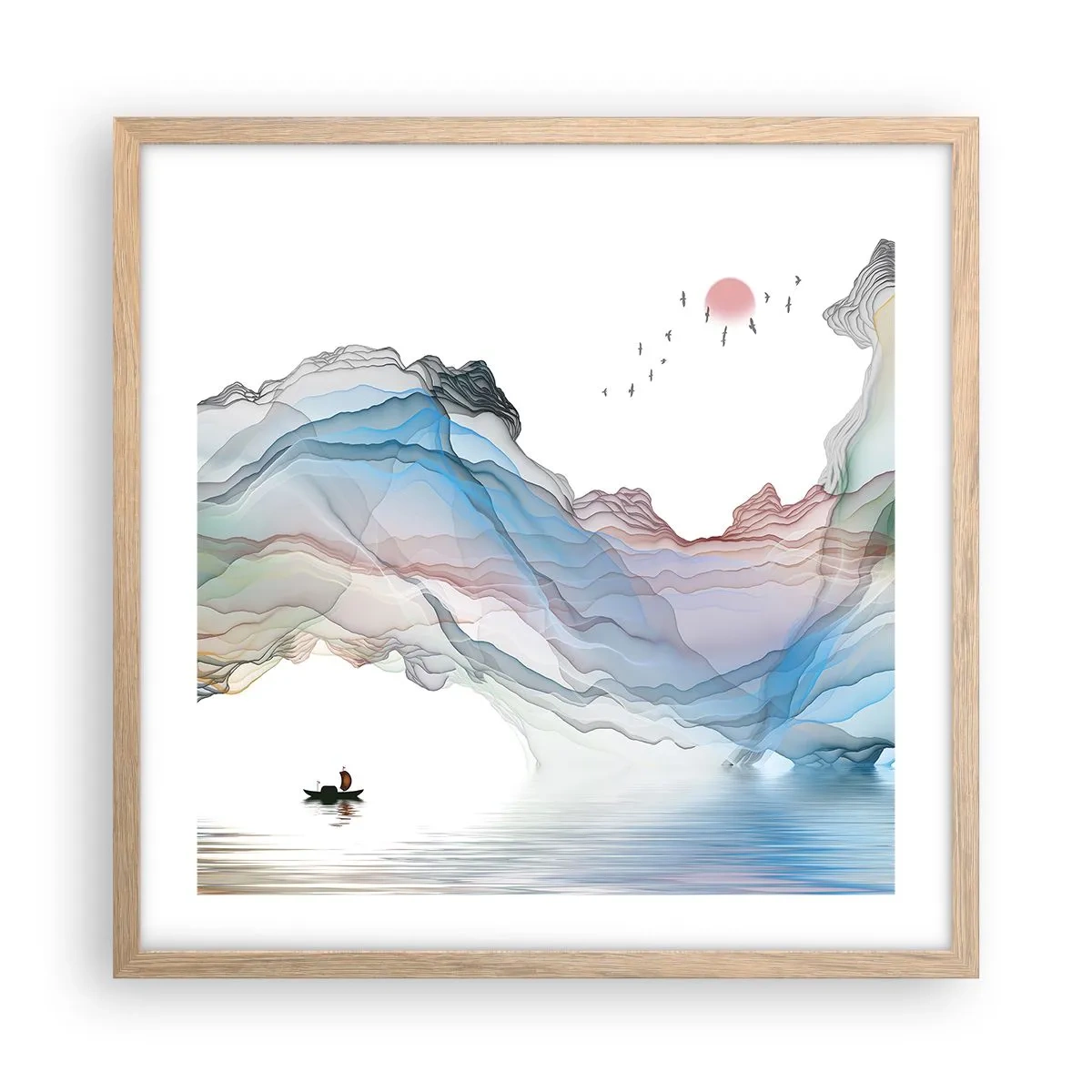 Poster in light oak frame - Towards Crystal Mountains - 50x50 cm