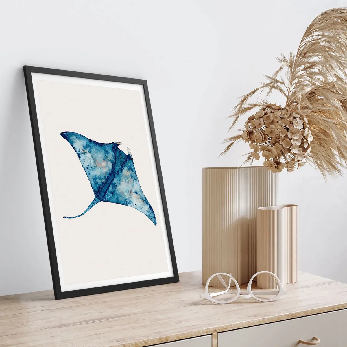 Poster in black frame - Life In Blue - 40x50 cm