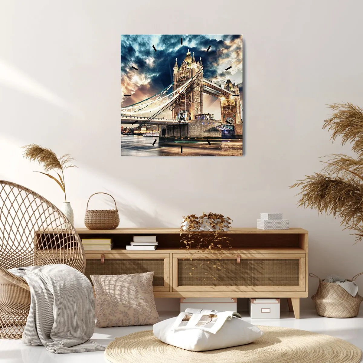 Wall clock - Clock on glass - Statue to Victorian Empire - 40x40 cm