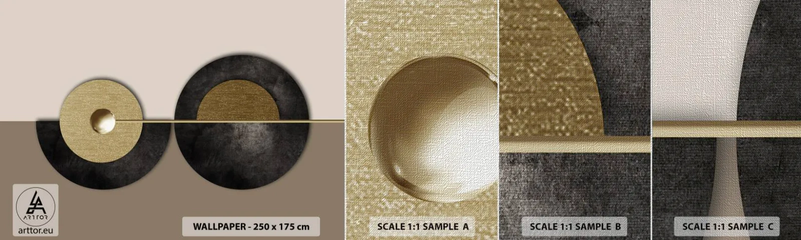 Photo Wallpaper Sample Premium Canvas - Variations on Wheel - Wheels, Abstraction, Art Deco - 100x30 cm