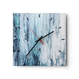 Wall clock - Clock on glass - Blue Icicles - 30x30 cm