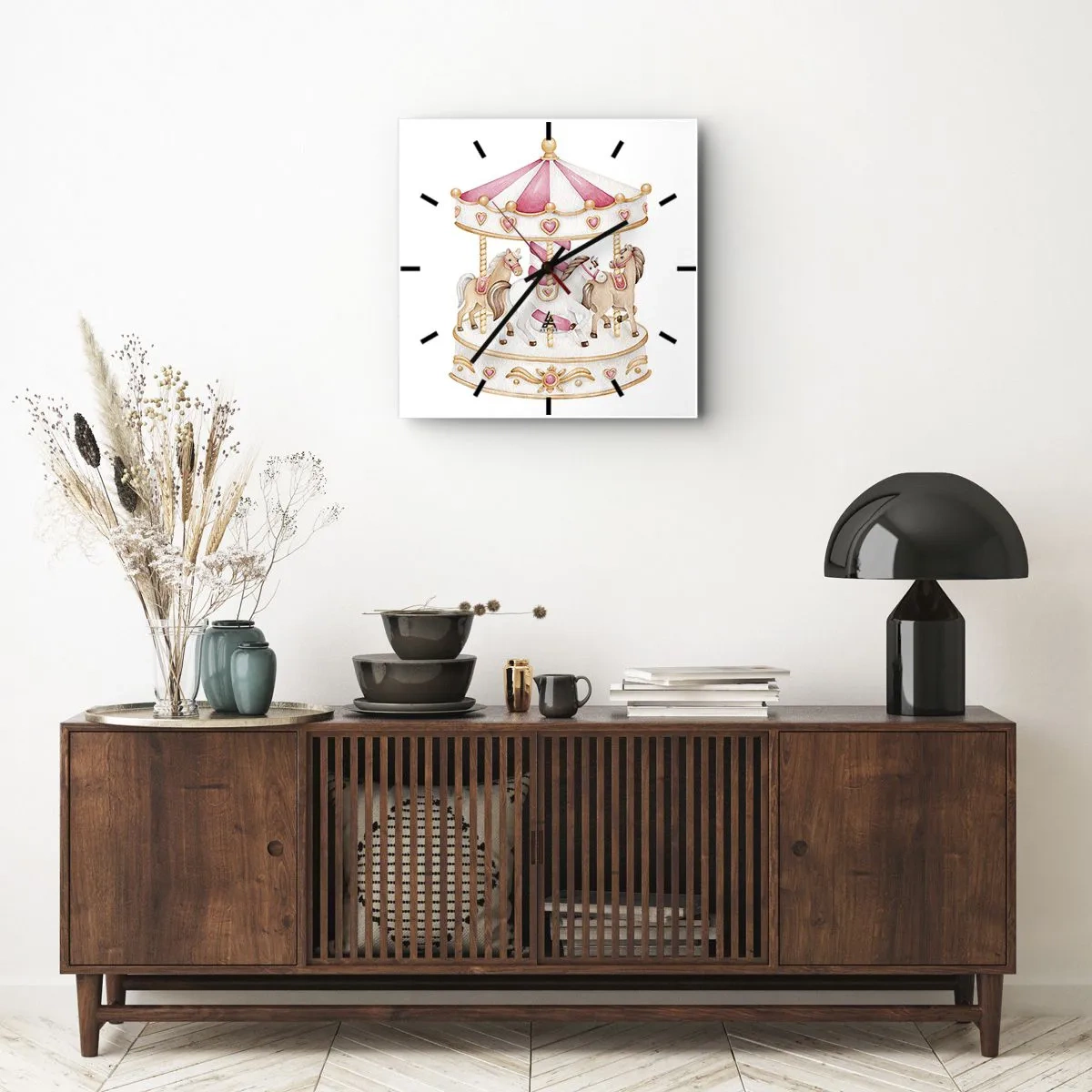 Wall clock - Clock on glass - Sweet World of Childhood - 40x40 cm