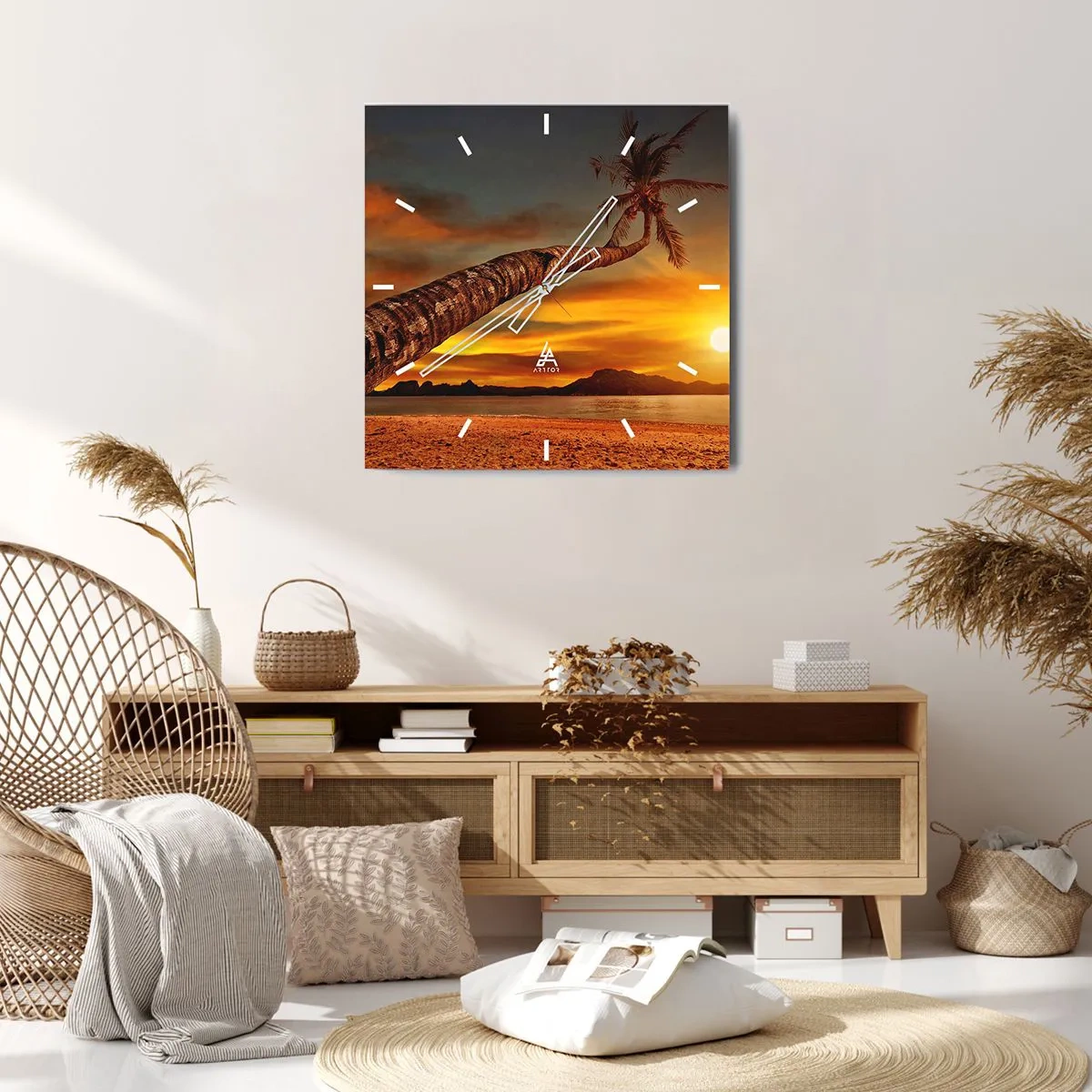 Wall clock - Clock on glass - Exotic Holiday, Caribbean Adventure - 30x30 cm