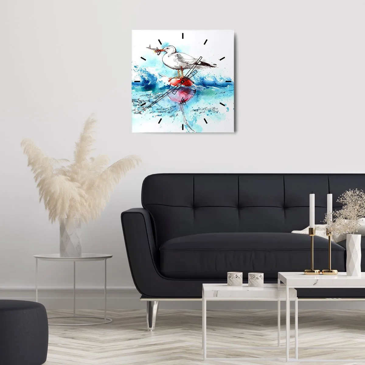 Wall clock - Clock on glass - Good Catch - 30x30 cm