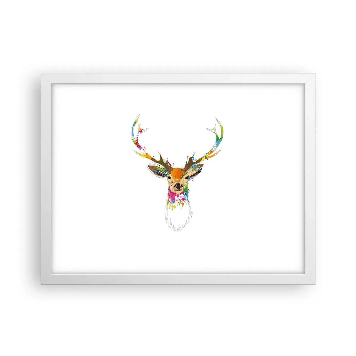 Poster in white frmae - Deer Bathed in Colour - 40x30 cm