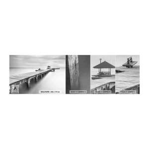 Photo Wallpaper Sample Premium Canvas - Into the Distance - Landscape, Sea, Wooden Bridge - 100x30 cm