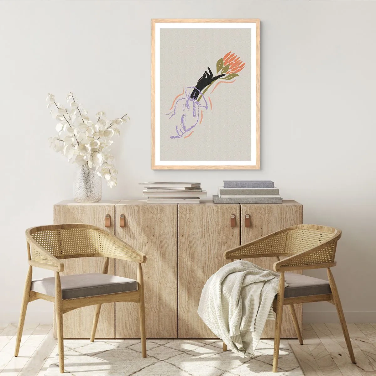Poster in light oak frame - Sister Touch - 70x100 cm