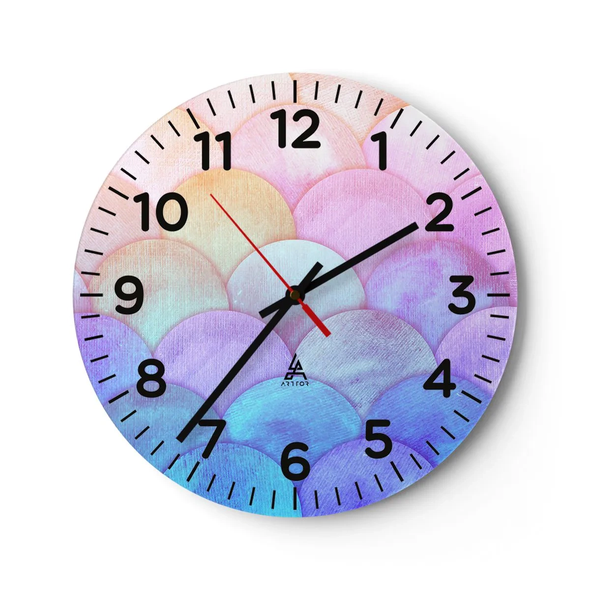Wall clock - Clock on glass - Pearl Scale - 30x30 cm