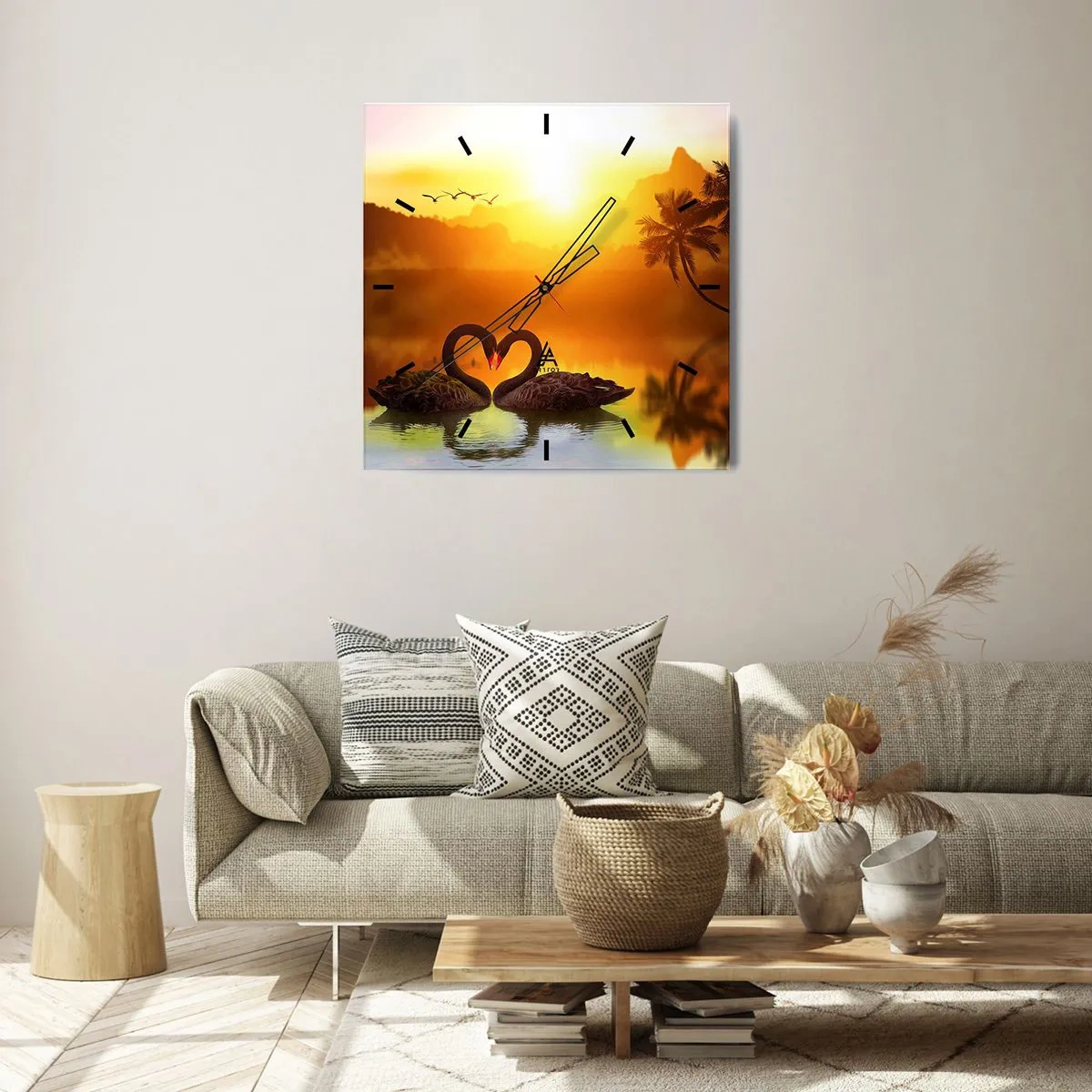 Wall clock - Clock on glass - Paired up - 40x40 cm