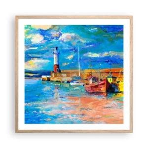 Poster in light oak frame - Afternoon in a Rainbow Bay - 60x60 cm