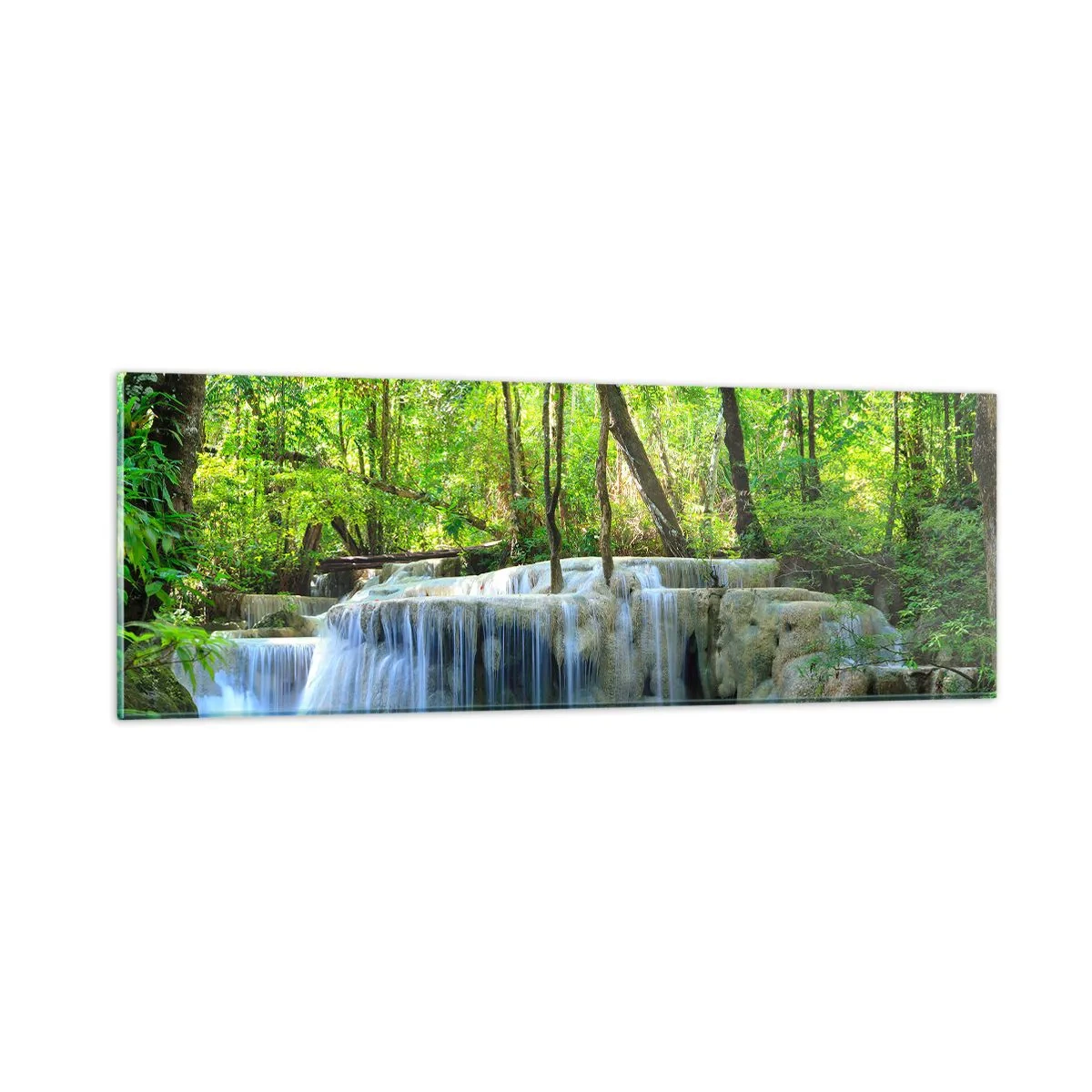 Glass picture - Drowning in Turquoise and Green - 90x30 cm