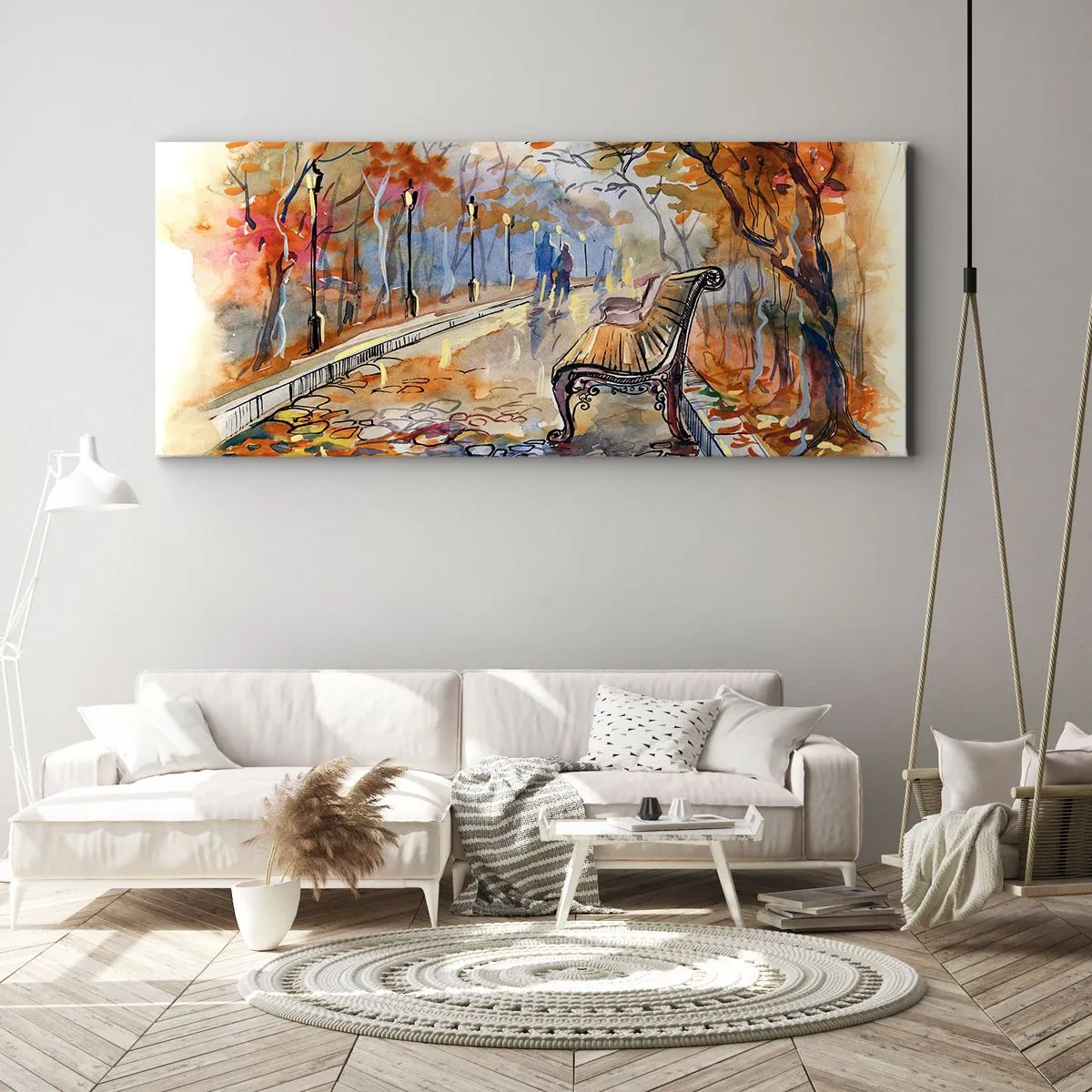 Canvas picture - Walking together into Autumn - 140x50 cm