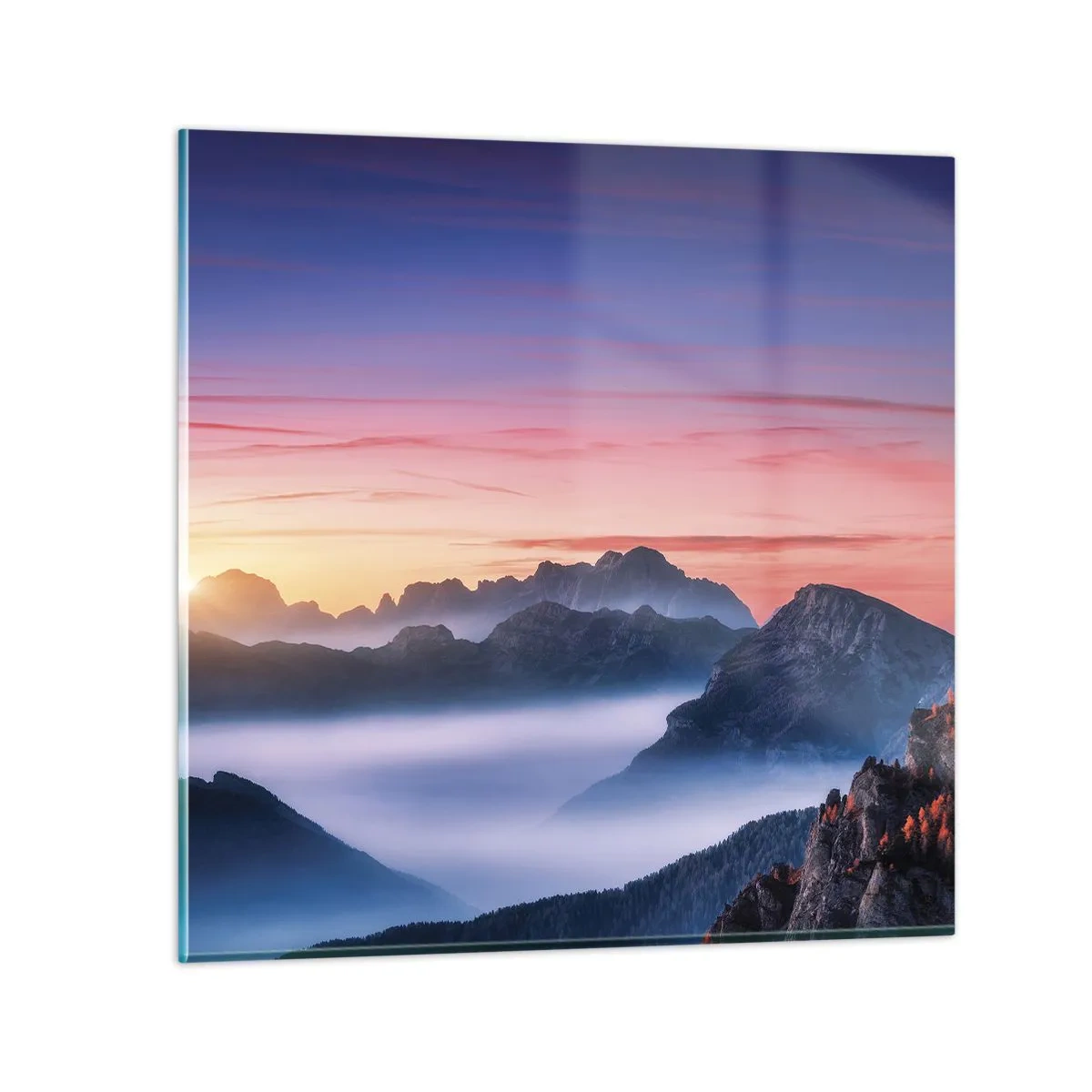 Glass picture - Over the Valleys - 30x30 cm