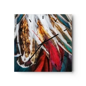 Wall clock - Clock on glass - Secrets of Flight - 40x40 cm
