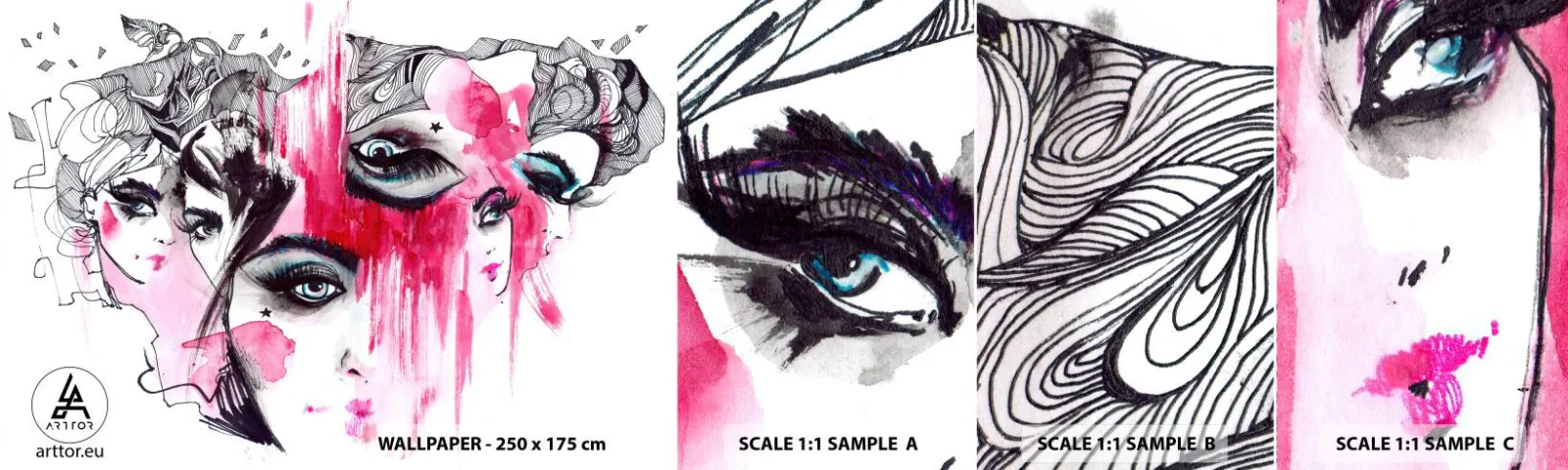 Photo Wallpaper Sample Self-Adhesive Deluxe Sticker - . - Woman's Eye, Woman's Face, Piece - 100x30 cm