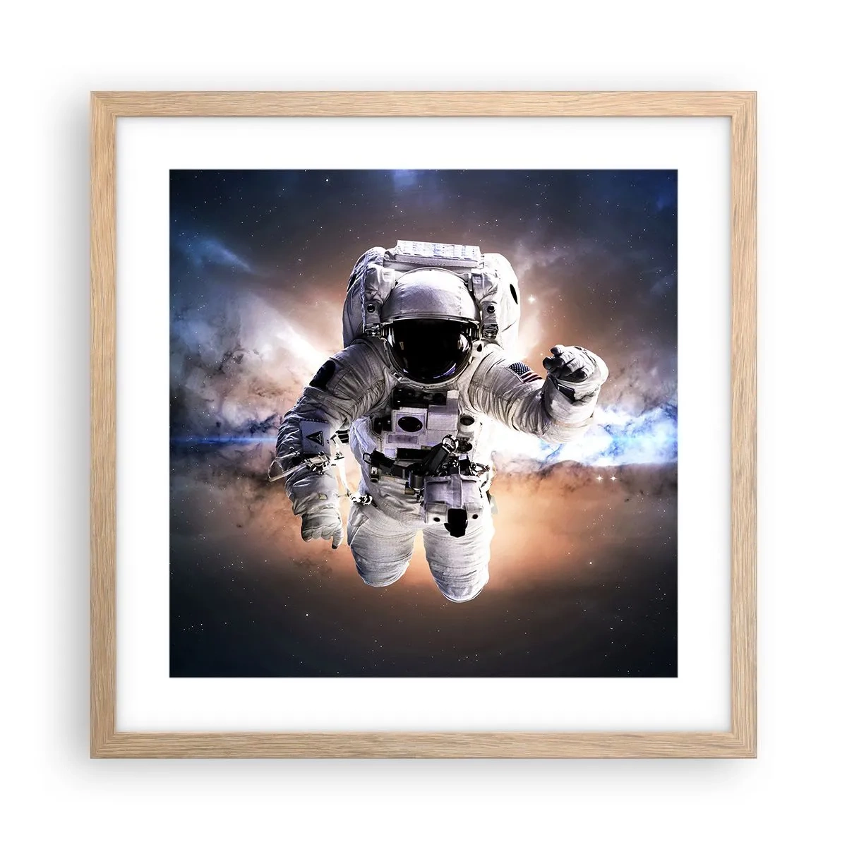 Poster in light oak frame - Greetings from Space - 40x40 cm