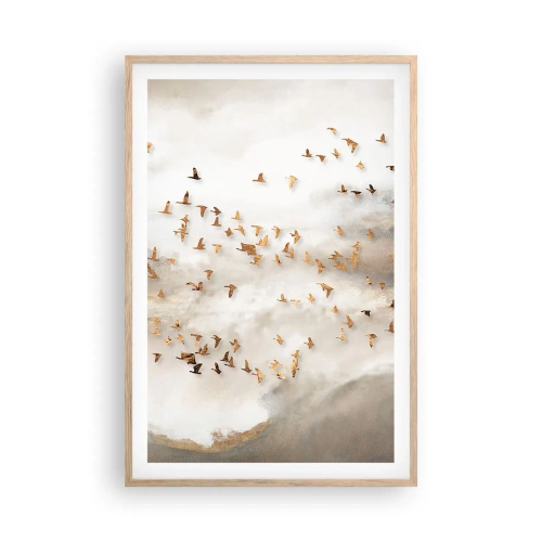 Poster in light oak frame - It Is Time - 61x91 cm