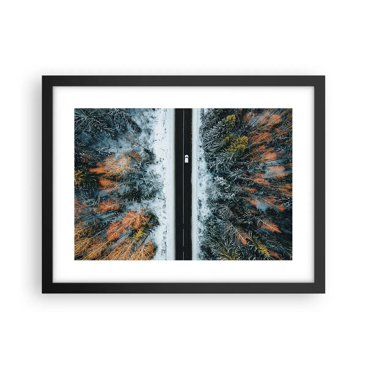 Poster in black frame - Through a Wintery Forest - 40x30 cm