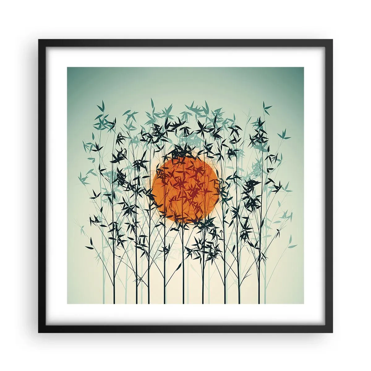 Poster in black frame - Japanese Sun - 50x50 cm