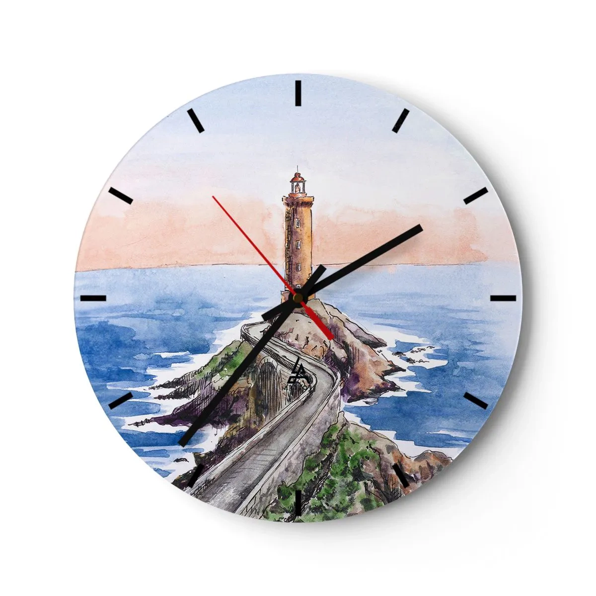 Wall clock - Clock on glass - In the Direction of the Sea - 40x40 cm