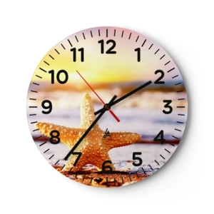 Wall clock - Clock on glass - Sea Kiss - 40x40 cm