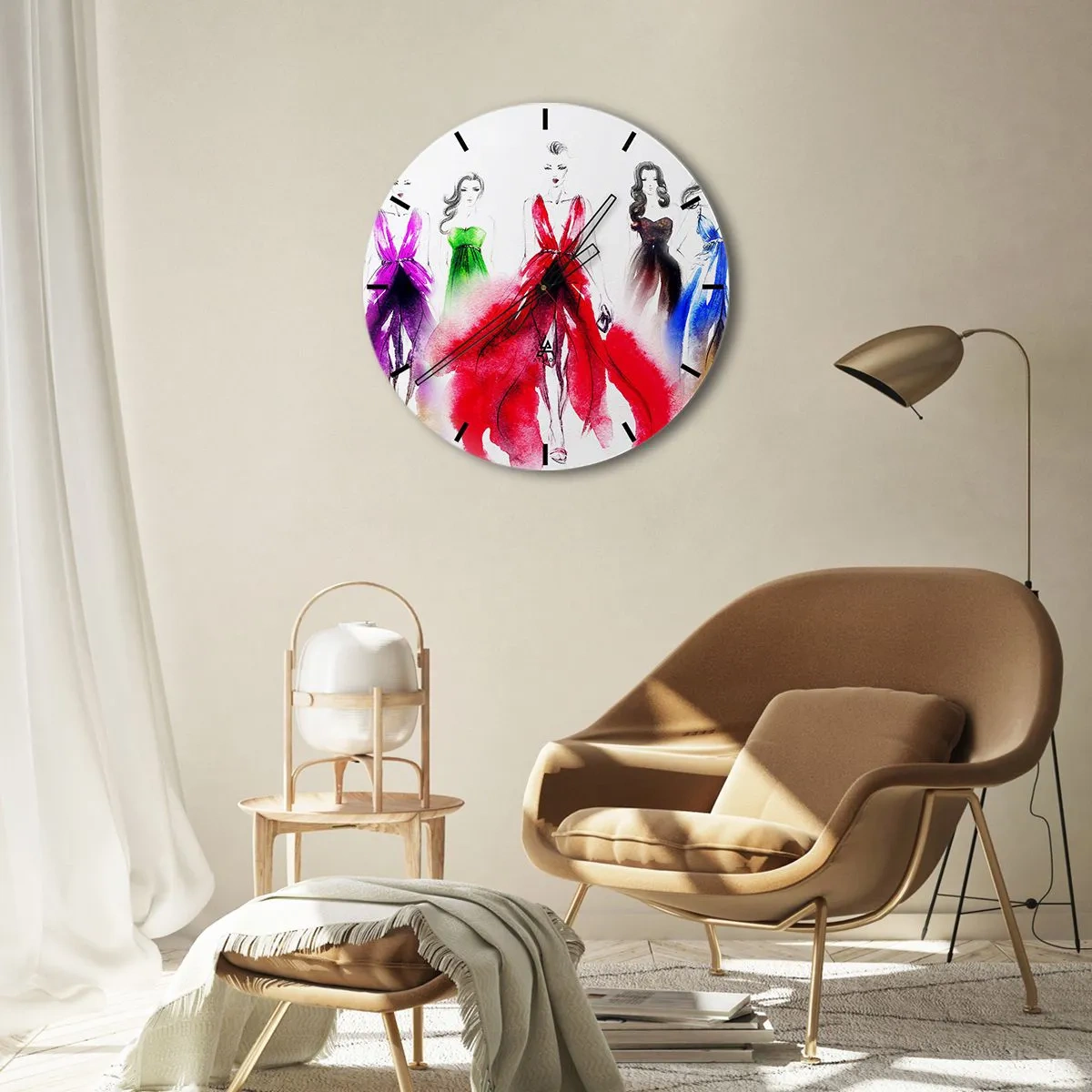 Wall clock - Clock on glass - Vogue in Vogue - 40x40 cm
