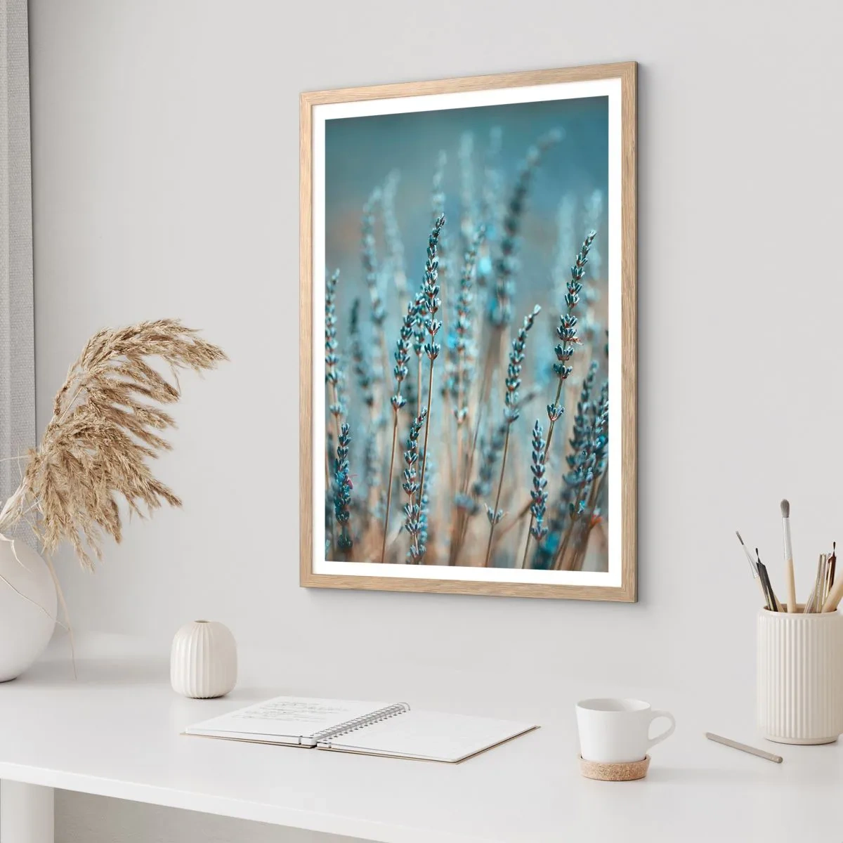 Poster in light oak frame - Fragrant Grass - 40x50 cm
