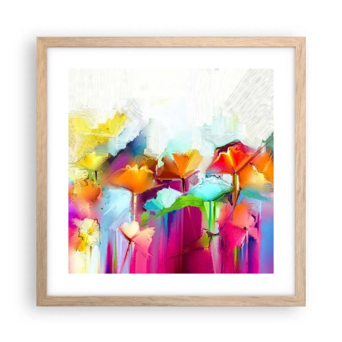 Poster in light oak frame - Rainbow Has Bloomed - 40x40 cm